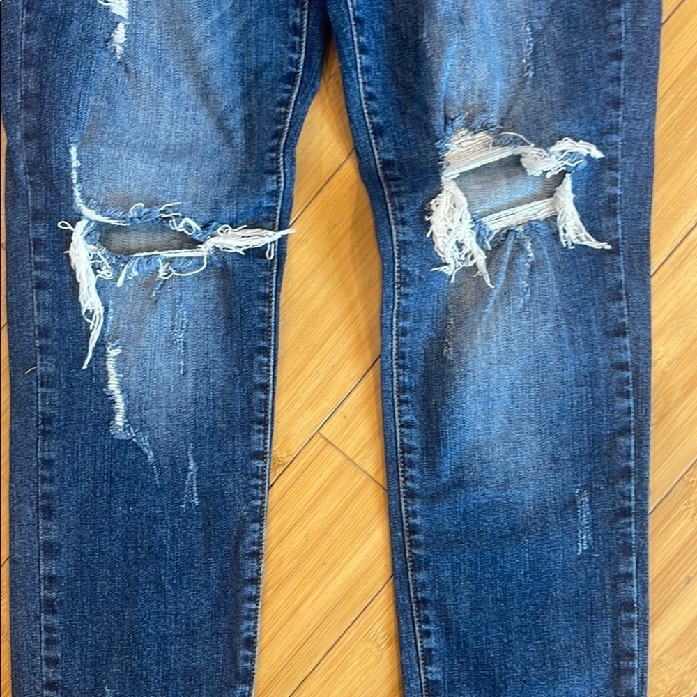 KanCan Ripped Medium-Dark Blue 7/27 Shark Bite Distressed Skinny Jeans - Picture 3 of 11